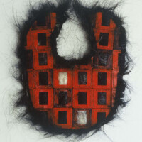 Slide mounts, acrylic, horsehair, terrycloth, bias tape, thread, 17"H x 13.5"W, 2002